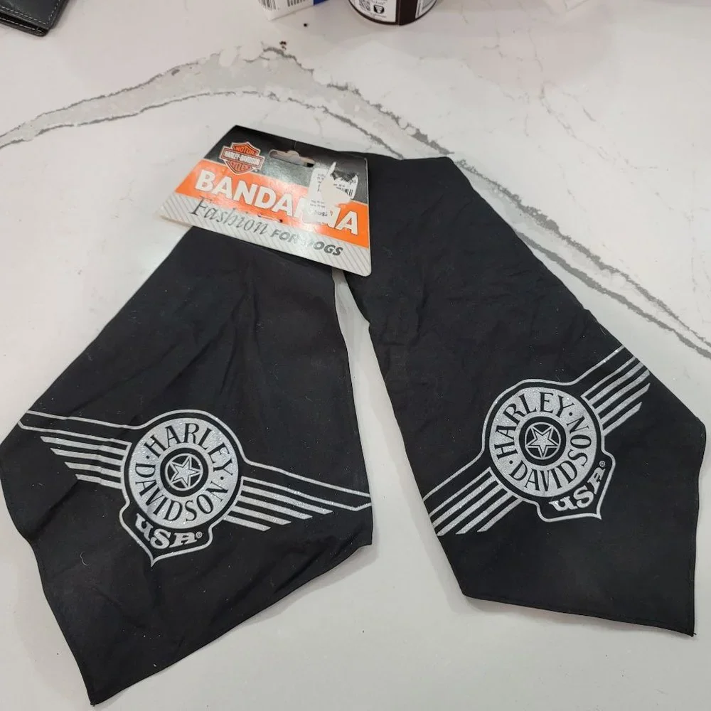 Harley Davidson motorcycle dog bandana set of 2. one is NWT the other one used.